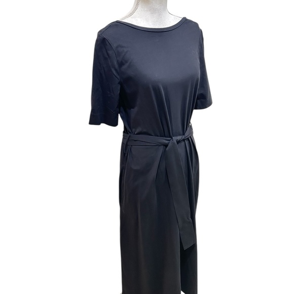 COS Black belted short sleeve Midi Dress pockets midweight size xs - Picture 2 of 10